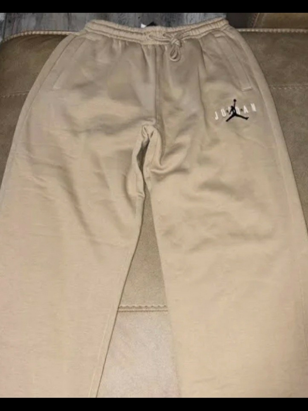 NWT Jordan XL Oversized Brooklyn Tan Joggers with Black Jumpman Logo